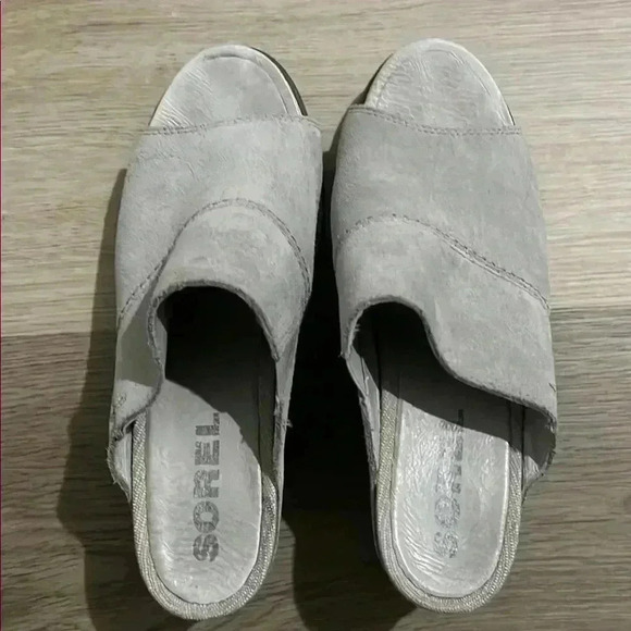 Sorel Women's Grey Suede Slide Sandals - Picture 3 of 4